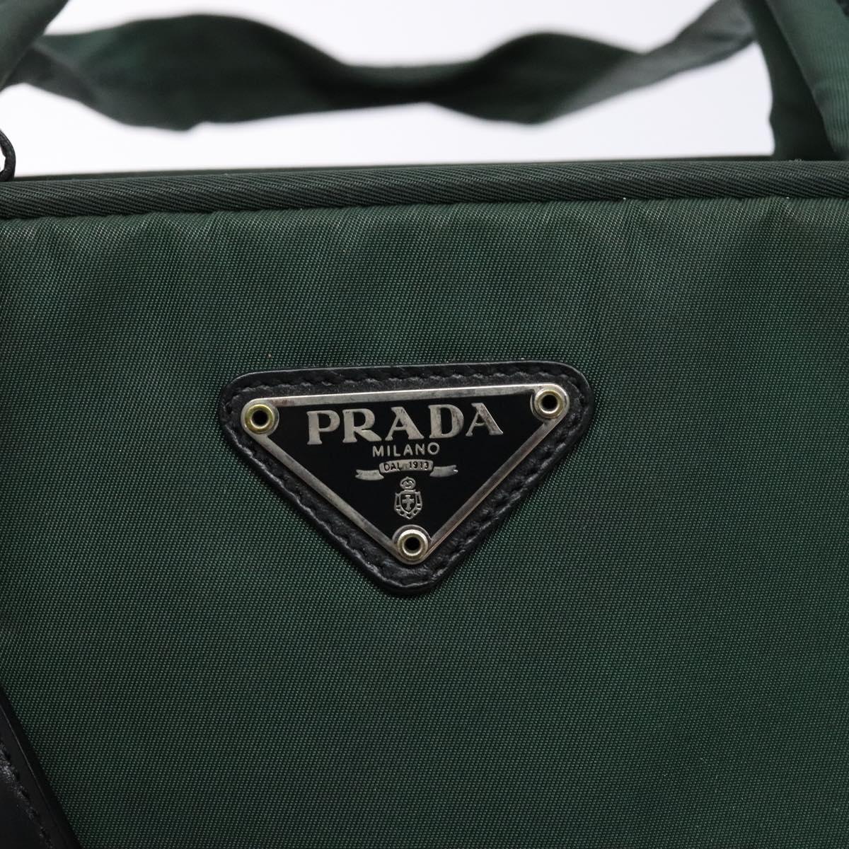 PRADA Hand Bag Nylon Green Gold Auth 133384