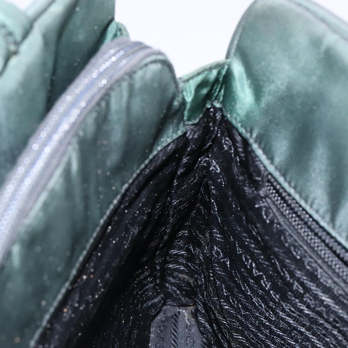 PRADA Hand Bag Nylon Green Gold Auth 133384