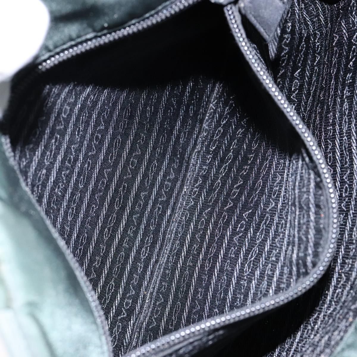 PRADA Hand Bag Nylon Green Gold Auth 133384