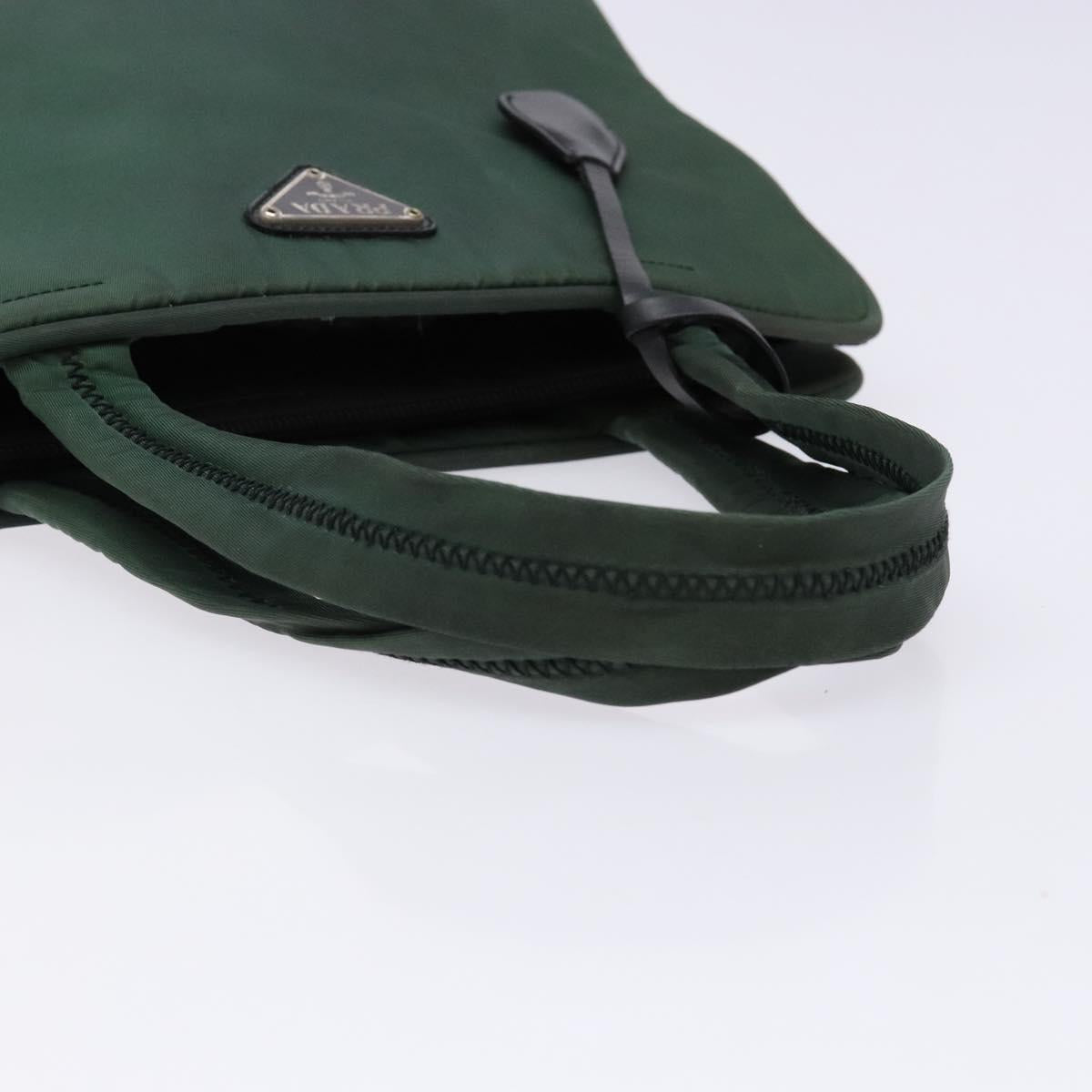 PRADA Hand Bag Nylon Green Gold Auth 133384