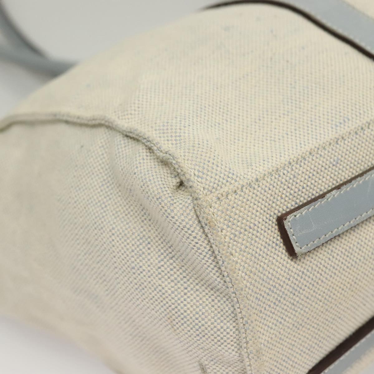 PRADA Tote Bag Canvas Beige Silver Auth 133386