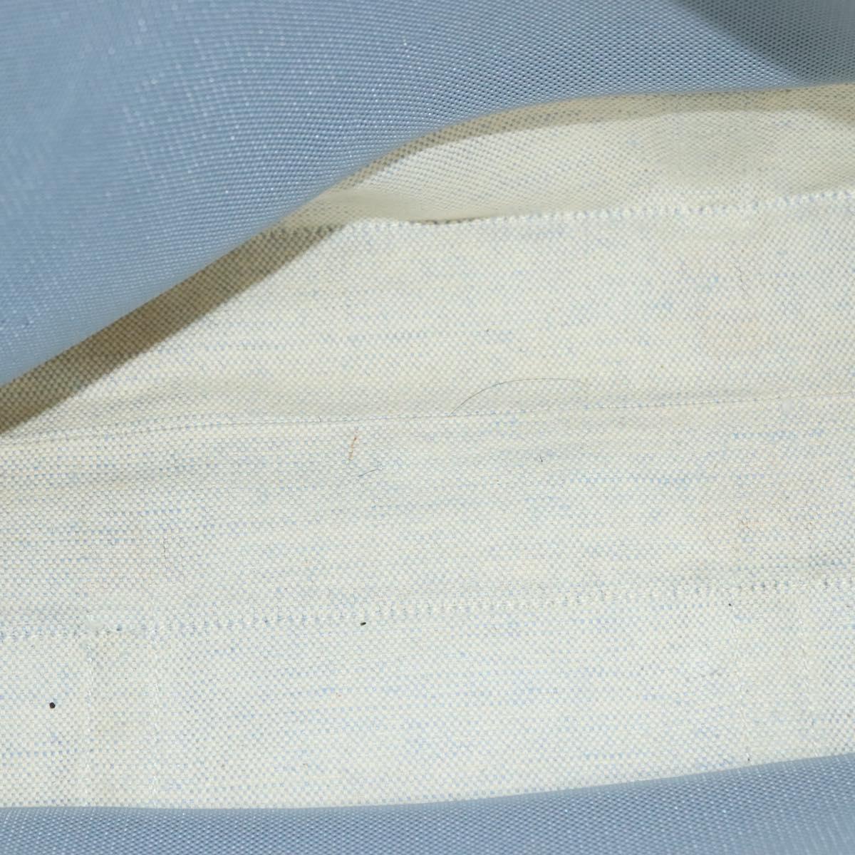 PRADA Tote Bag Canvas Beige Silver Auth 133386