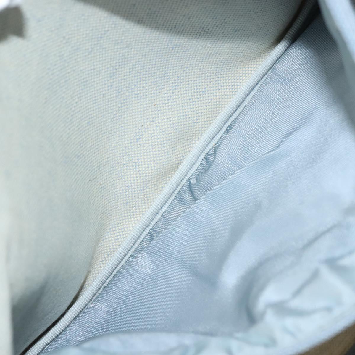 PRADA Tote Bag Canvas Beige Silver Auth 133386