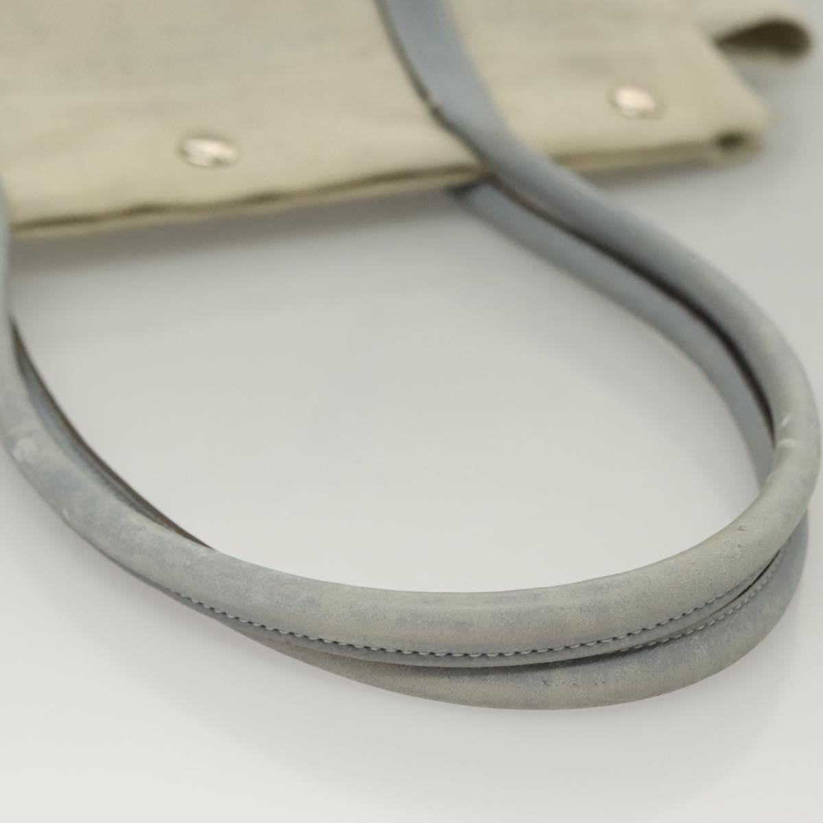 PRADA Tote Bag Canvas Beige Silver Auth 133386