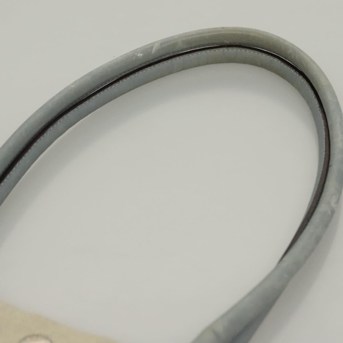 PRADA Tote Bag Canvas Beige Silver Auth 133386