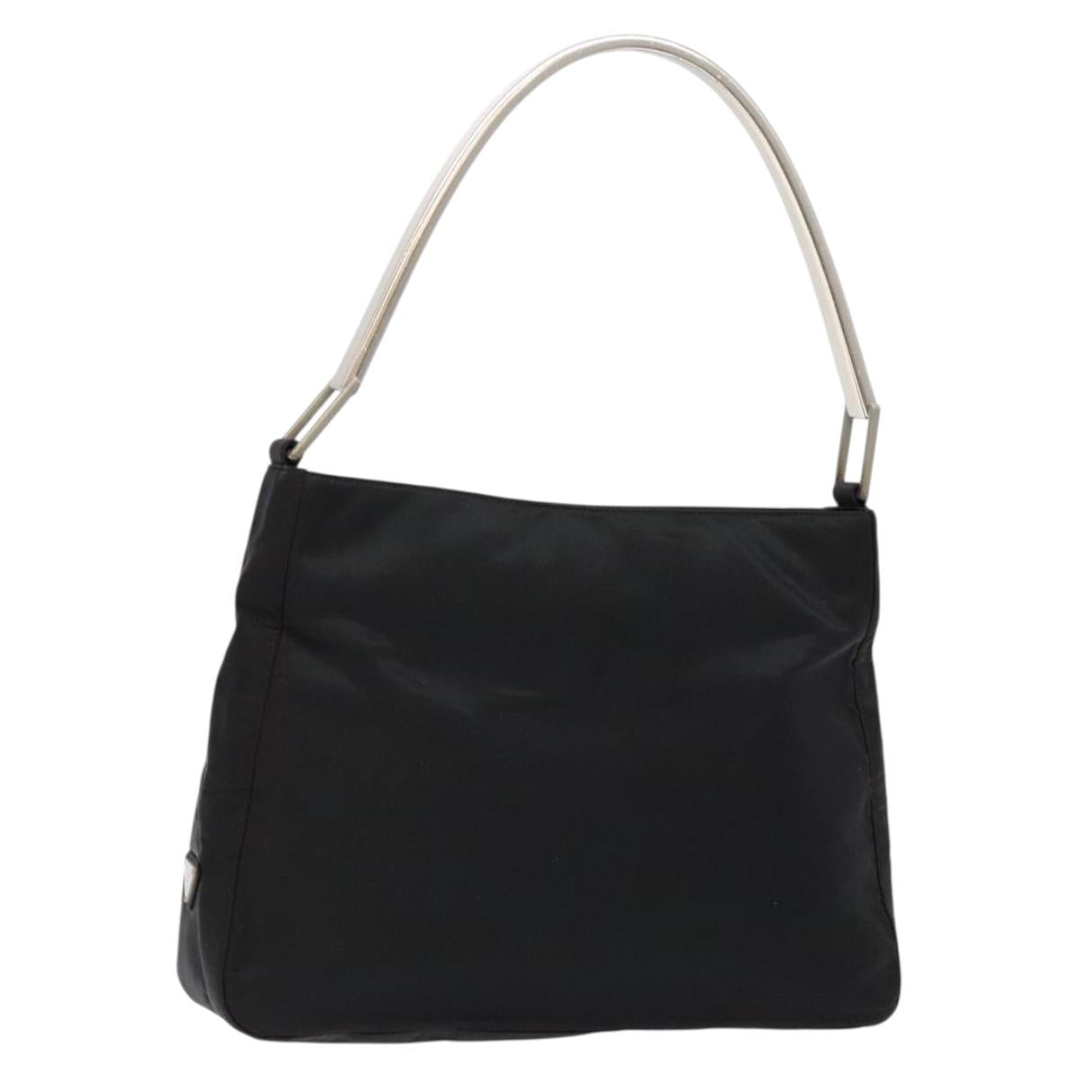 PRADA Shoulder Bag Nylon Black Silver Auth 133387
