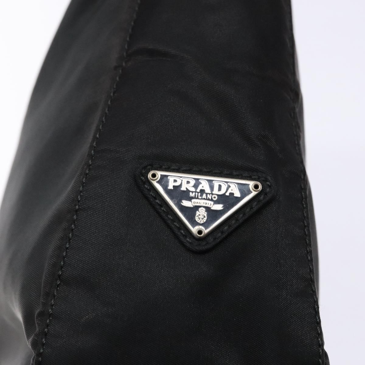PRADA Shoulder Bag Nylon Black Silver Auth 133387