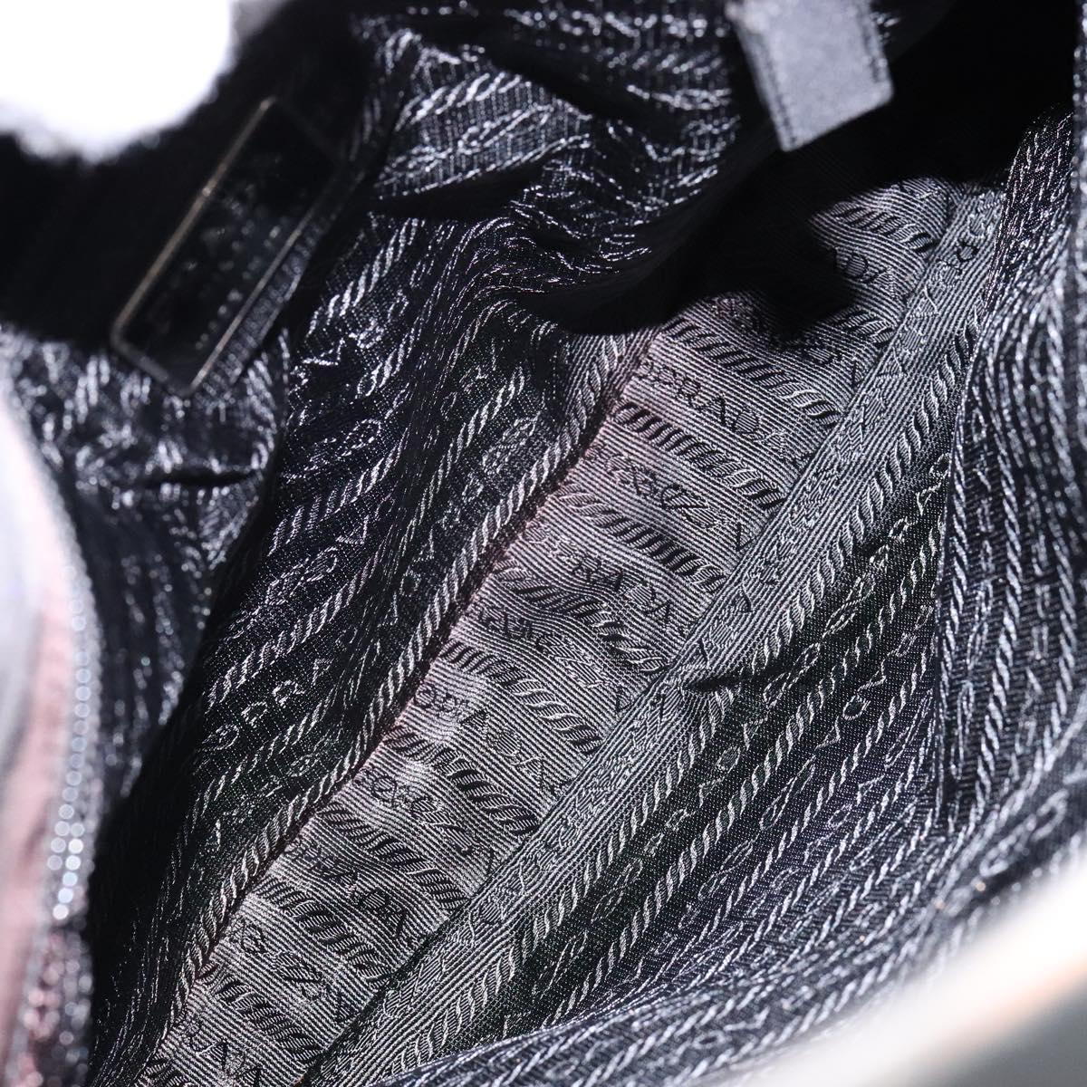 PRADA Shoulder Bag Nylon Black Silver Auth 133387