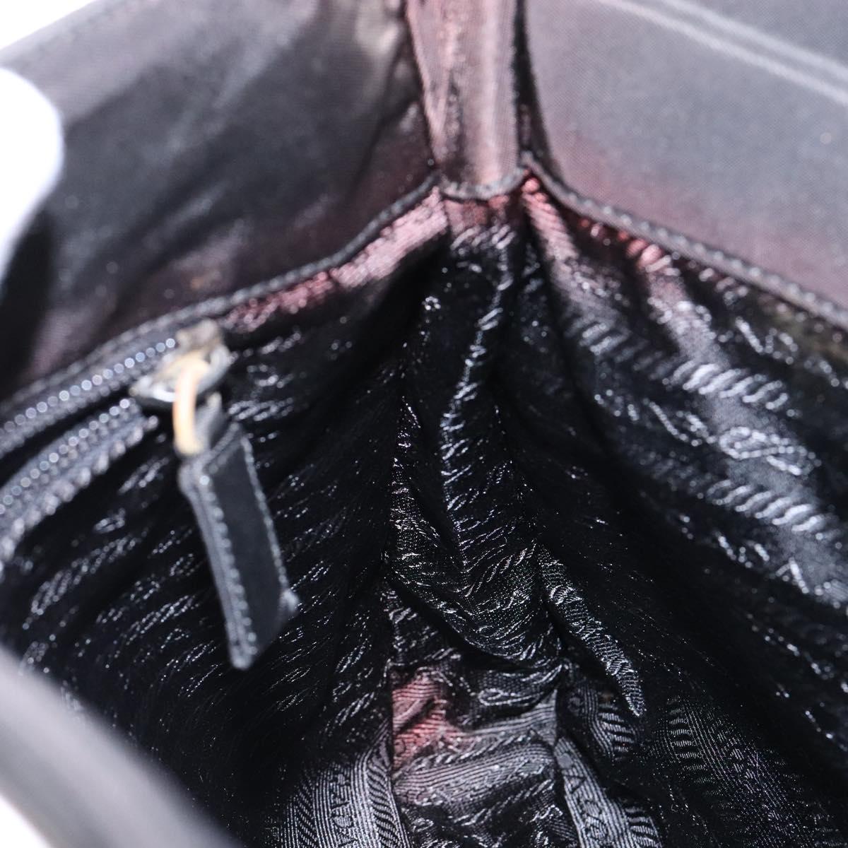 PRADA Shoulder Bag Nylon Black Silver Auth 133387