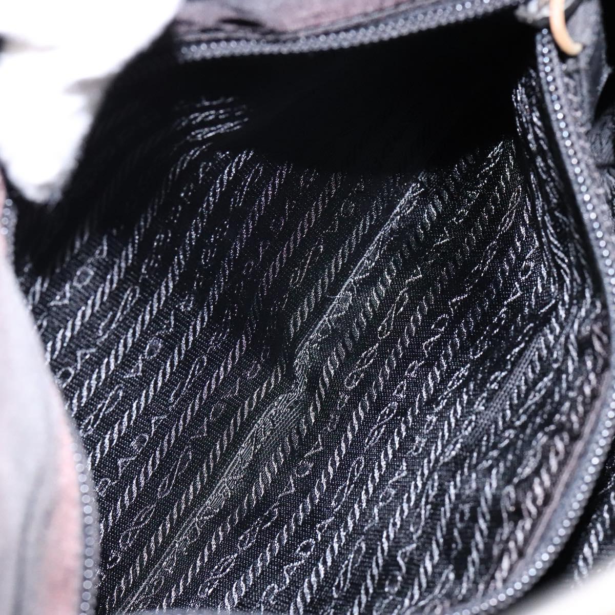 PRADA Shoulder Bag Nylon Black Silver Auth 133387