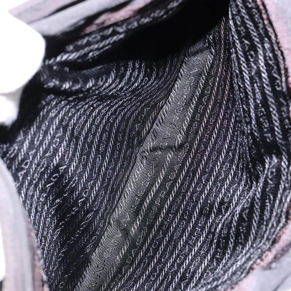 PRADA Shoulder Bag Nylon Black Silver Auth 133387