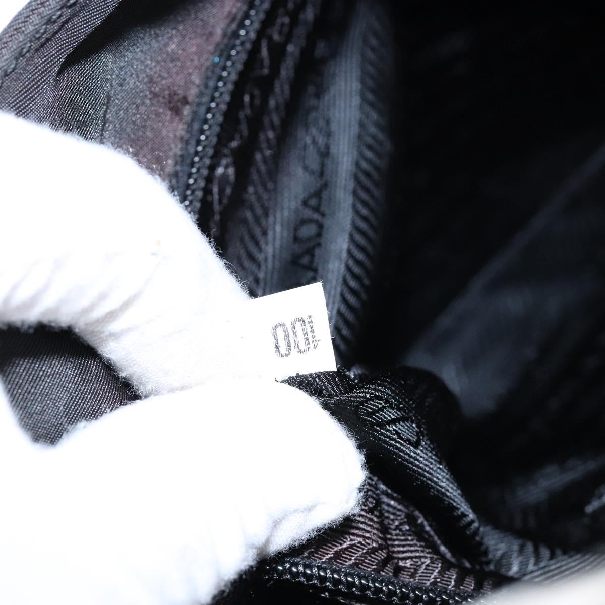 PRADA Shoulder Bag Nylon Black Silver Auth 133387