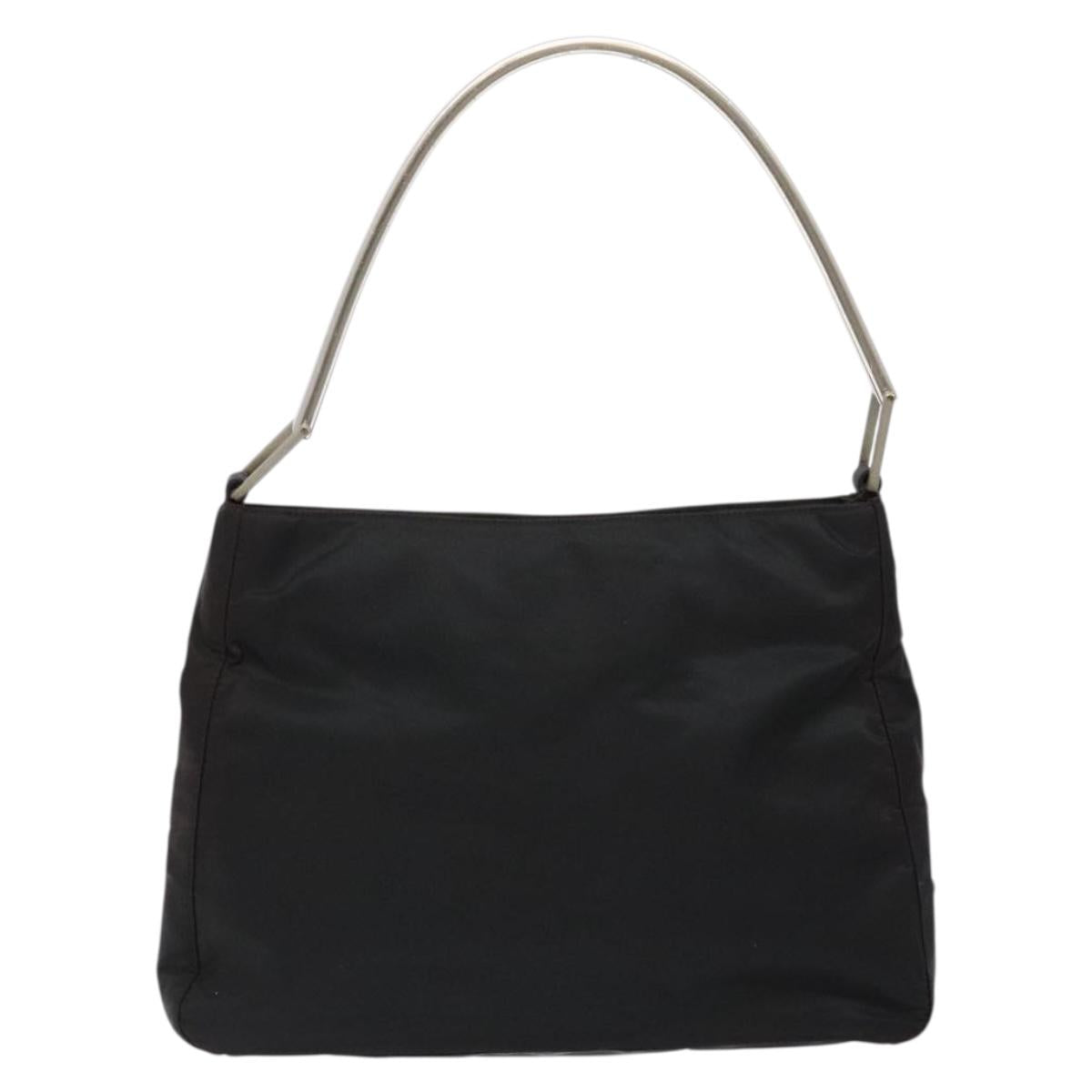 PRADA Shoulder Bag Nylon Black Silver Auth 133387