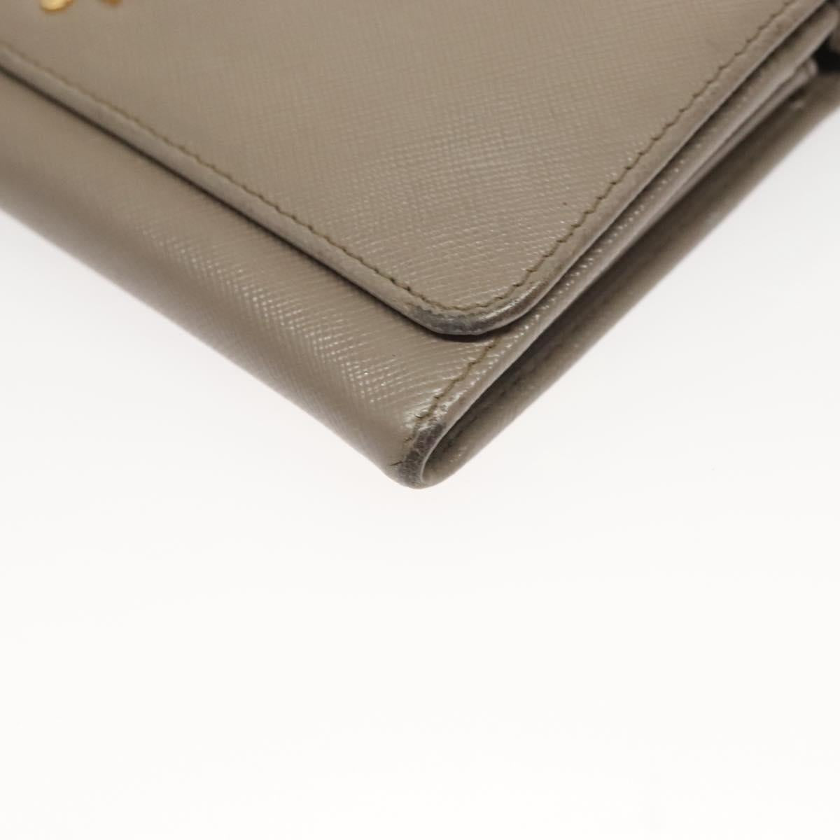 PRADA Shoulder Wallet Bag Safiano leather Beige Gold Auth 133393