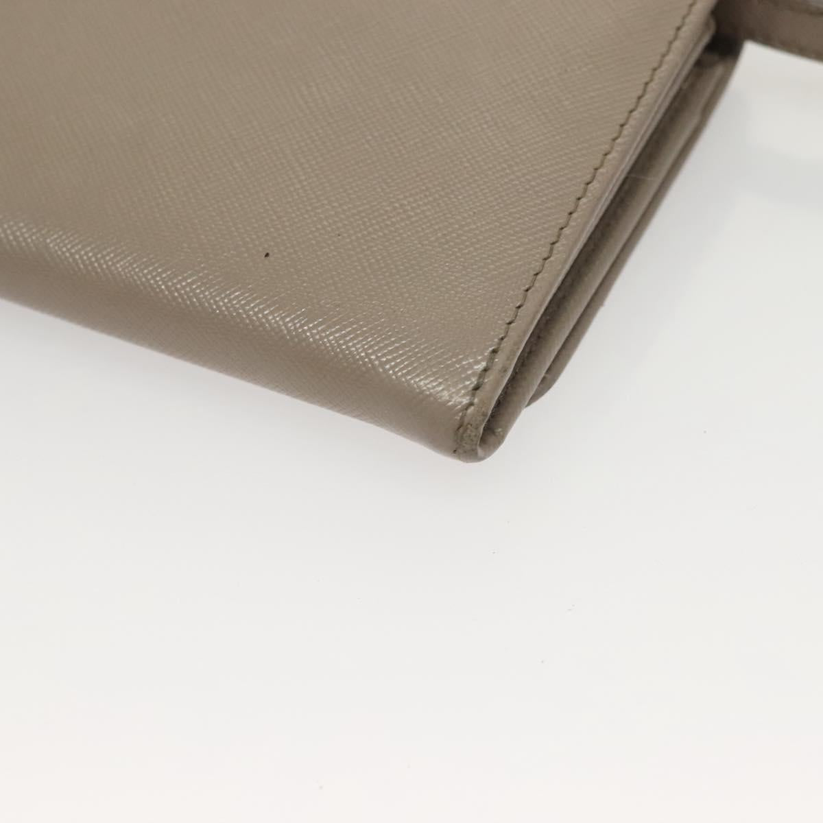 PRADA Shoulder Wallet Bag Safiano leather Beige Gold Auth 133393