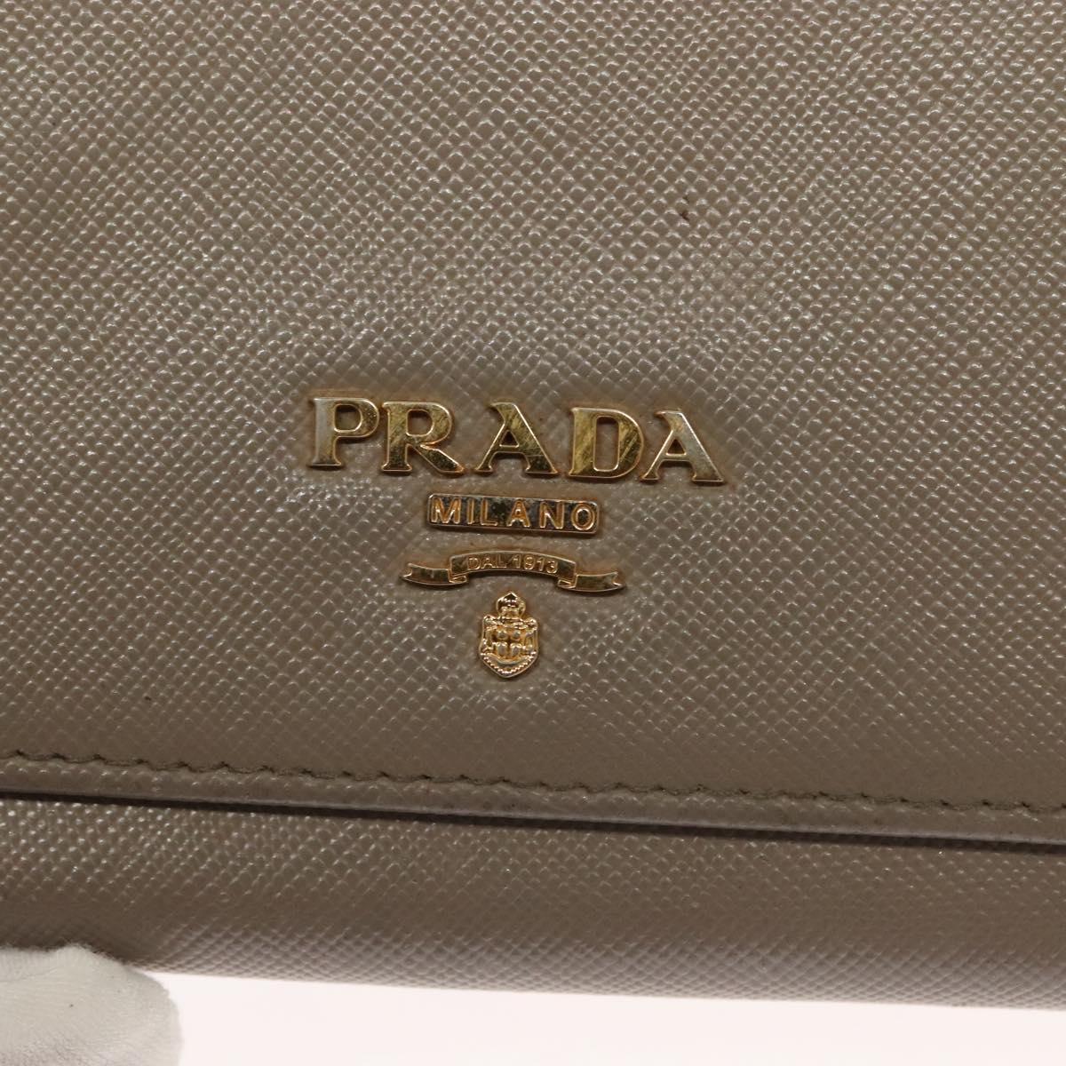 PRADA Shoulder Wallet Bag Safiano leather Beige Gold Auth 133393