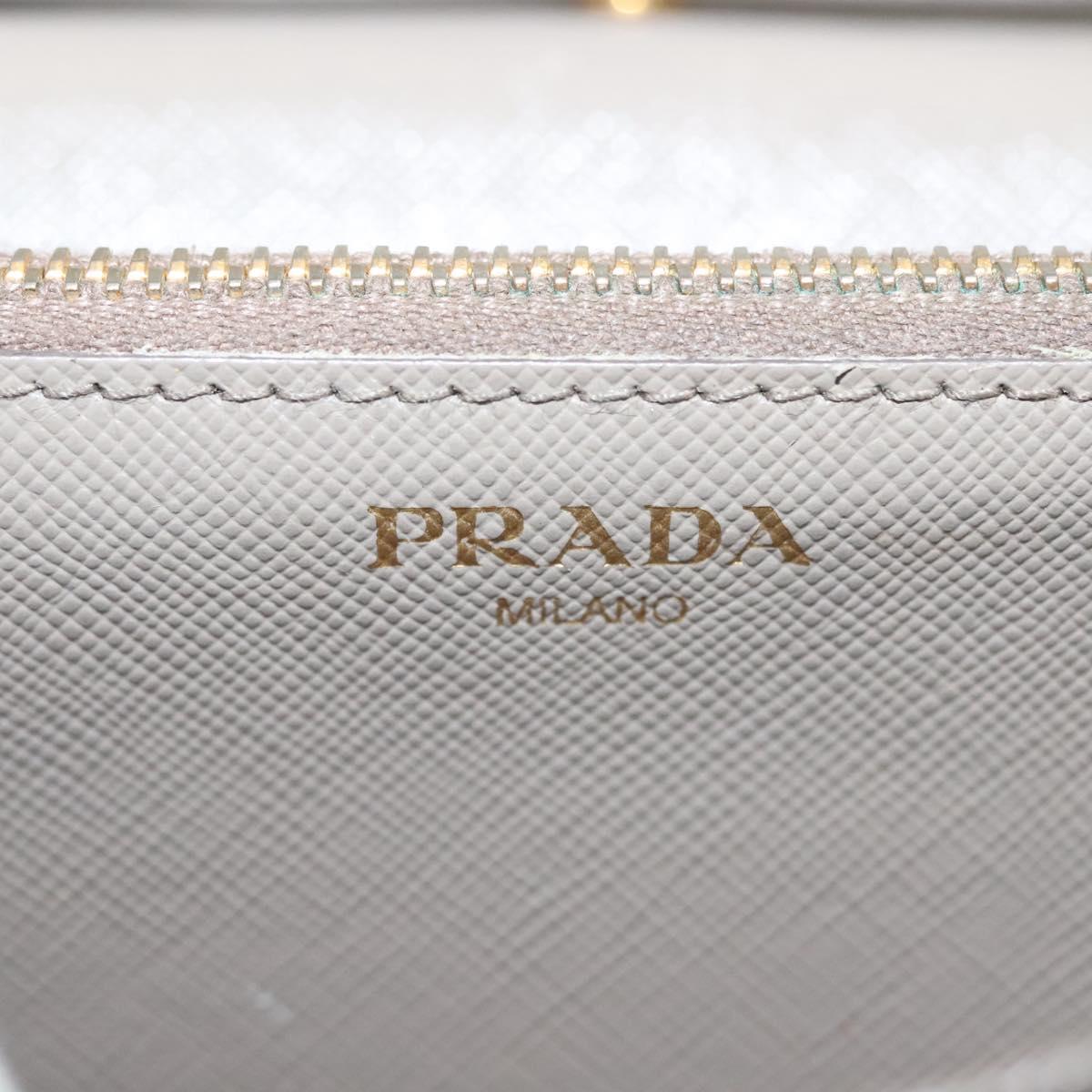 PRADA Shoulder Wallet Bag Safiano leather Beige Gold Auth 133393