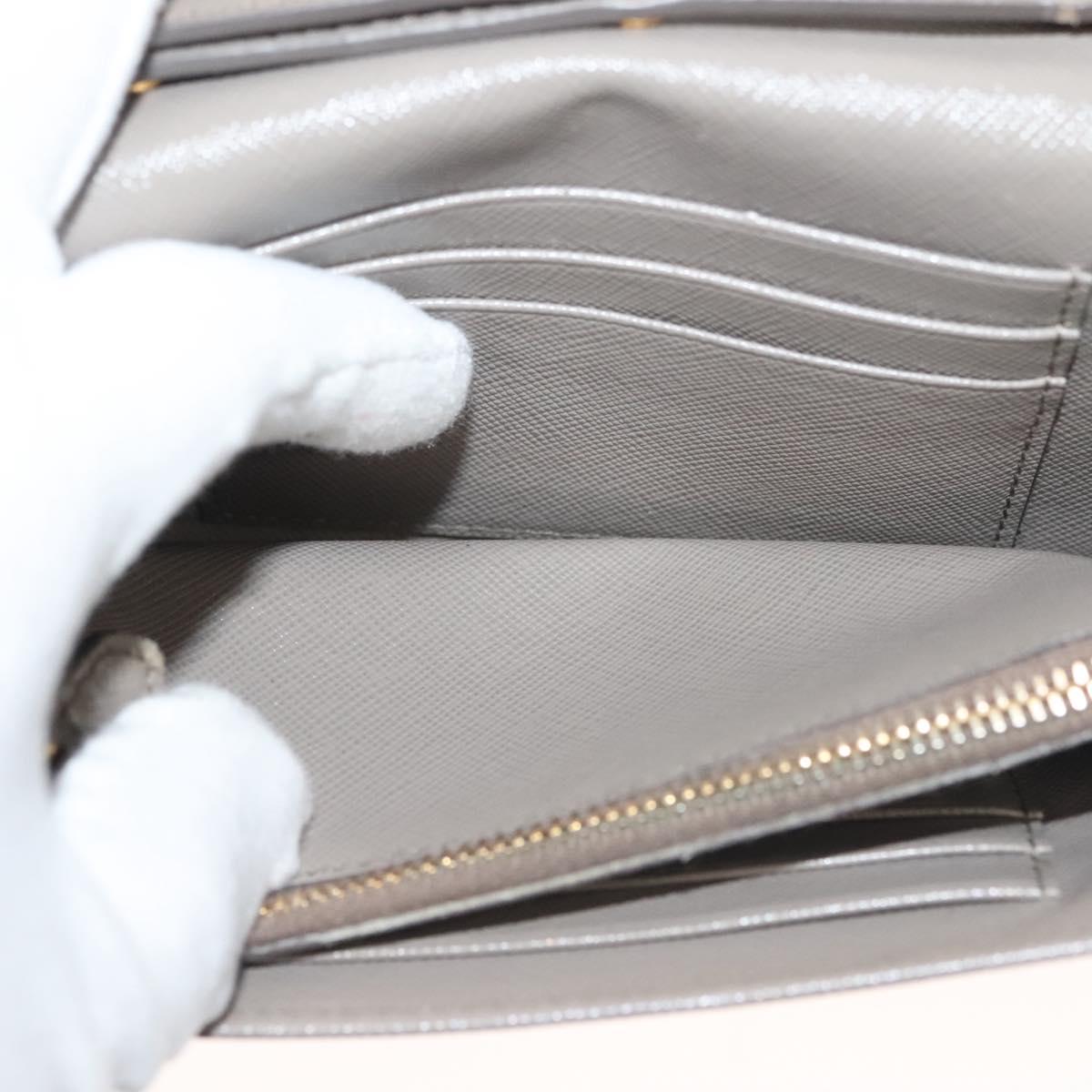 PRADA Shoulder Wallet Bag Safiano leather Beige Gold Auth 133393