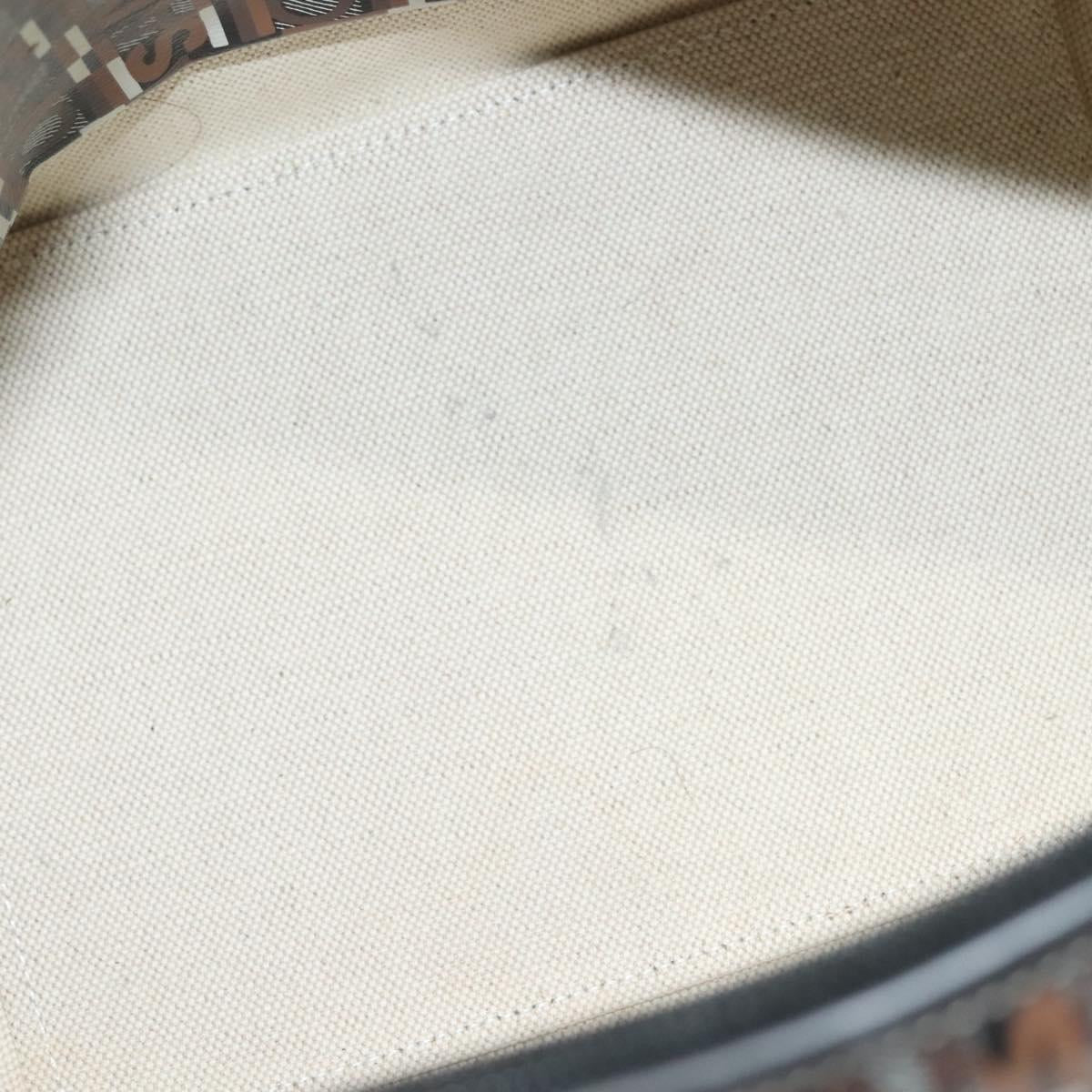 Salvatore Ferragamo Hand Bag PVC Brown Silver Auth 133394