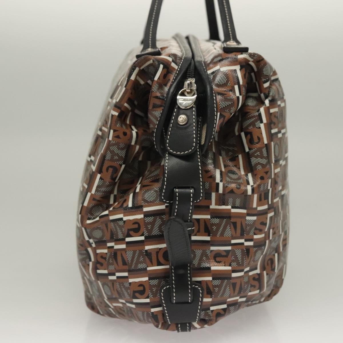 Salvatore Ferragamo Hand Bag PVC Brown Silver Auth 133394
