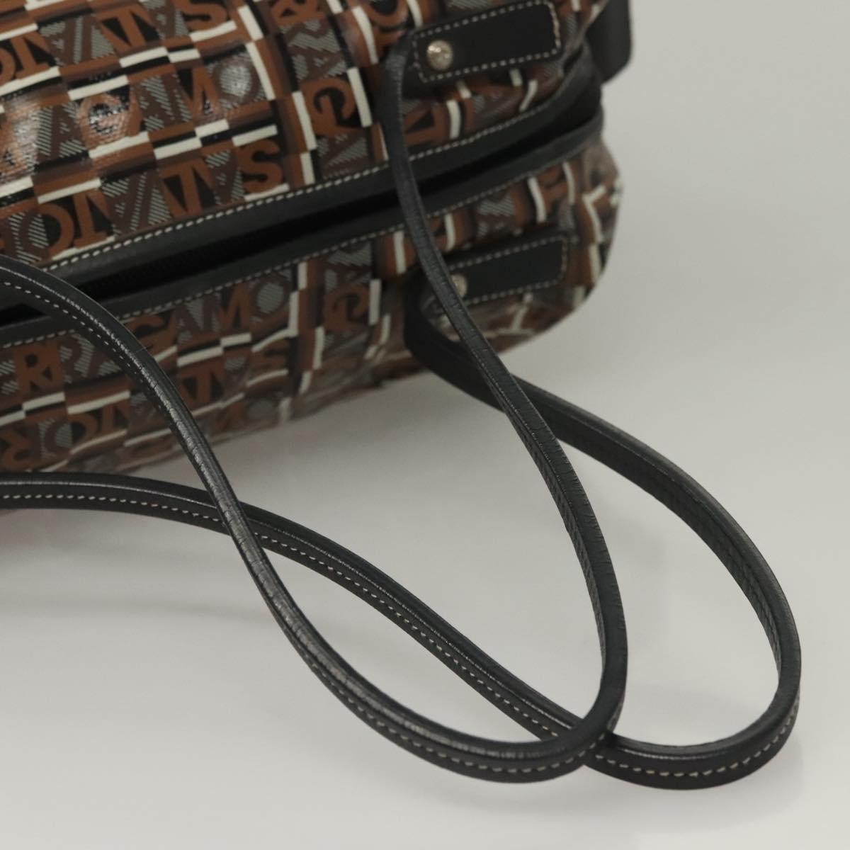 Salvatore Ferragamo Hand Bag PVC Brown Silver Auth 133394