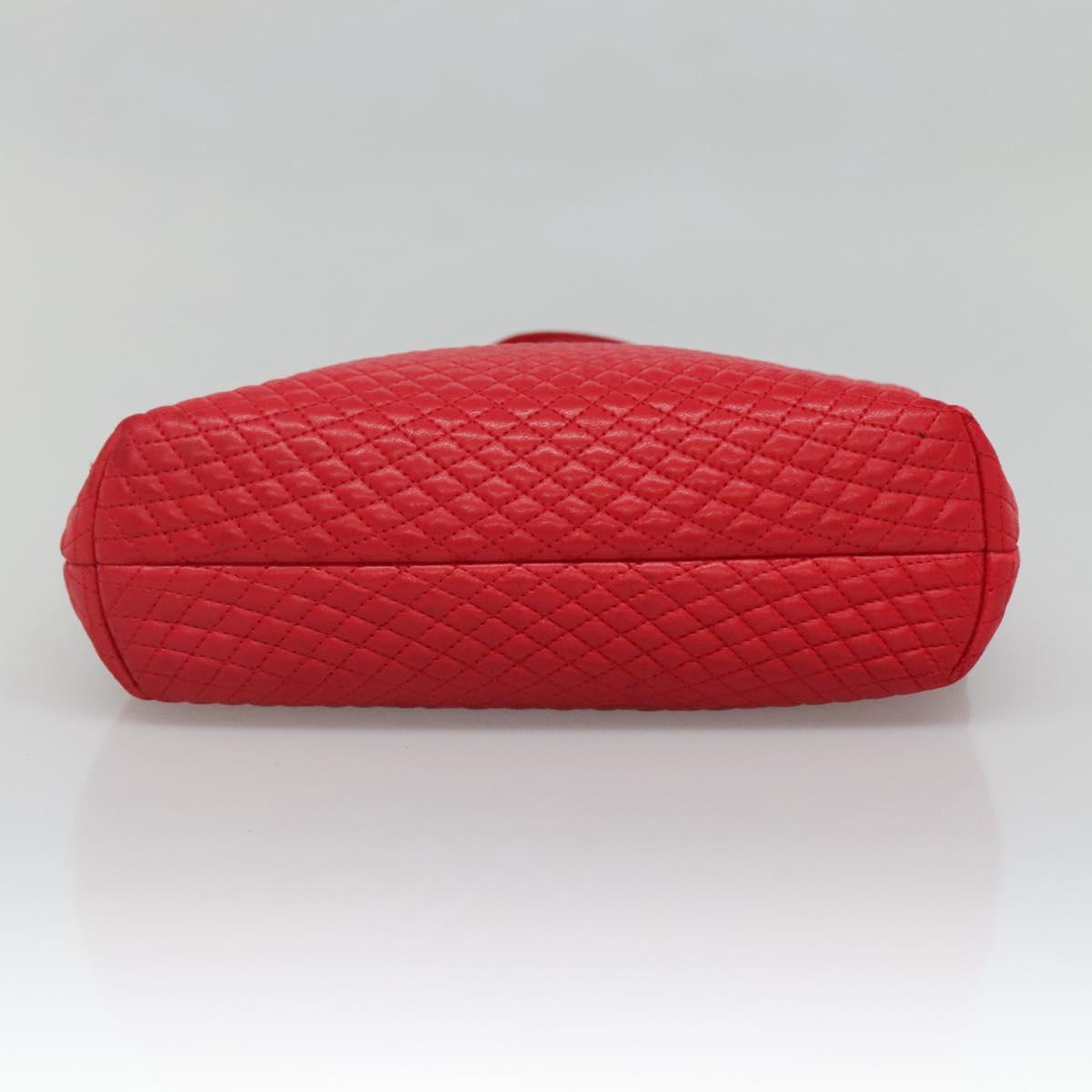 BALLY Quilted Chain Shoulder Bag Leather Red Gold Auth 133396