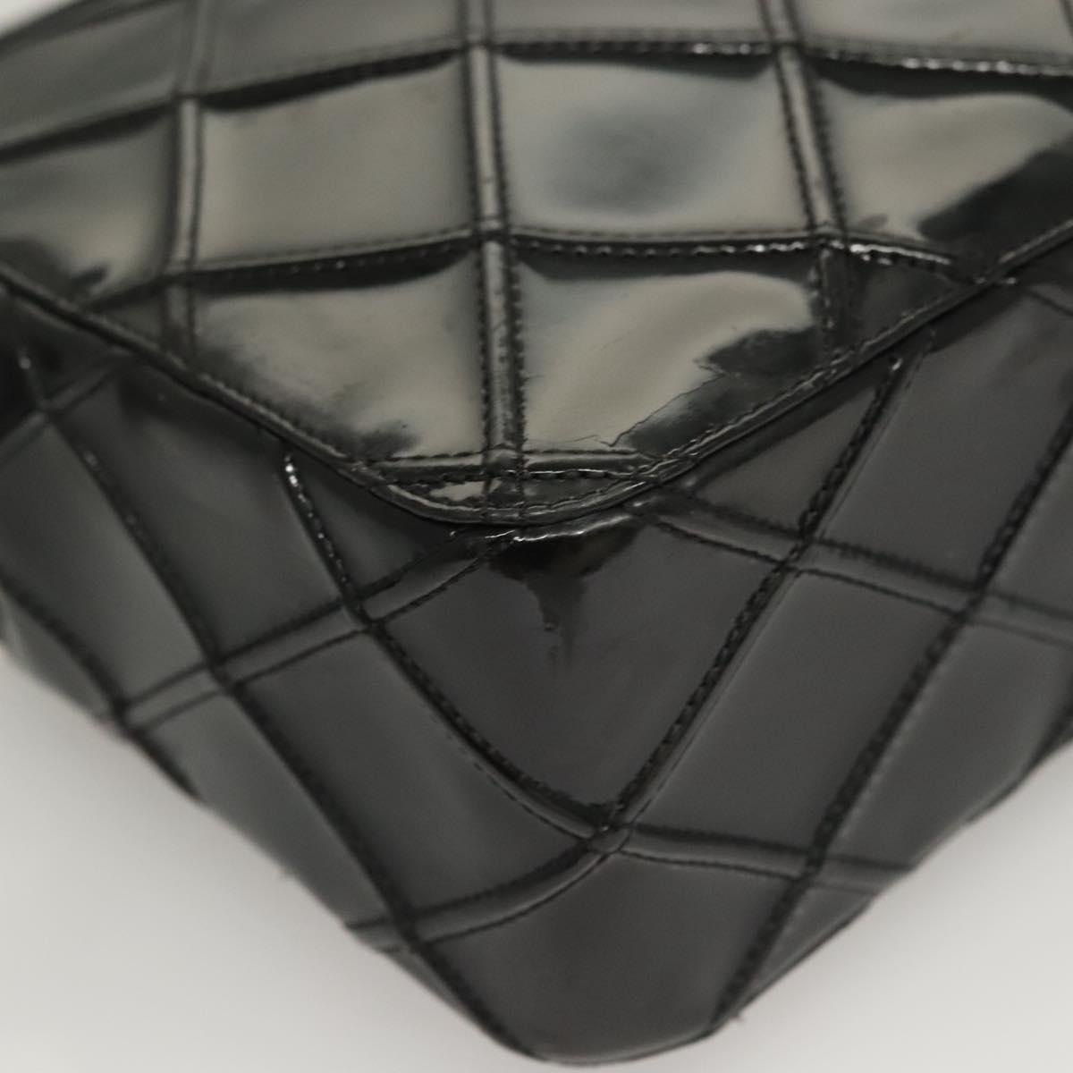 CHANEL Bicolore Shoulder Bag Patent leather Black CC Auth 133398