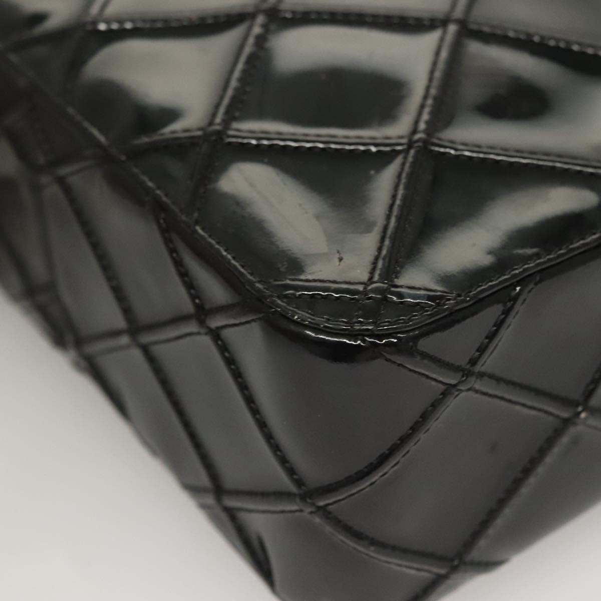 CHANEL Bicolore Shoulder Bag Patent leather Black CC Auth 133398