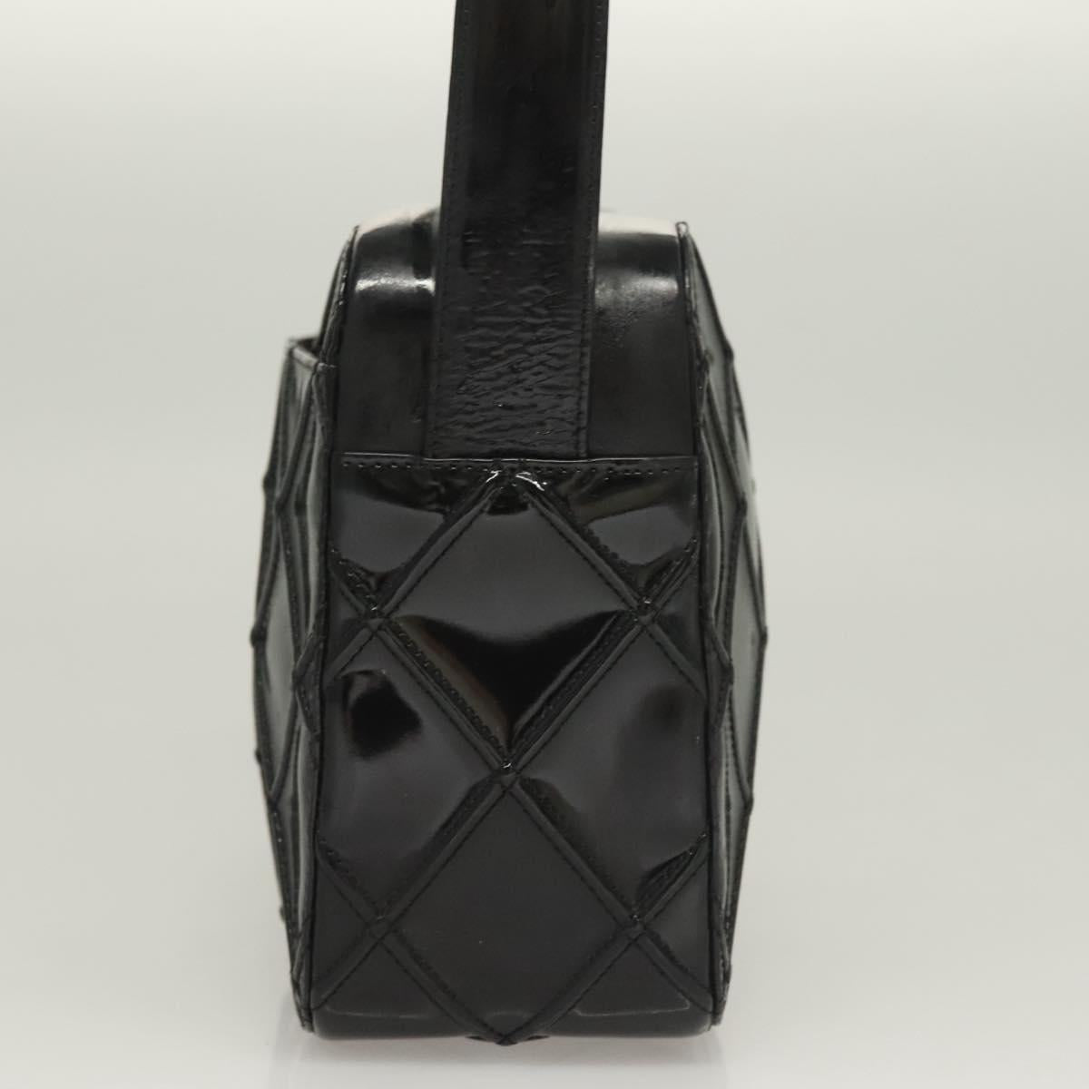 CHANEL Bicolore Shoulder Bag Patent leather Black CC Auth 133398