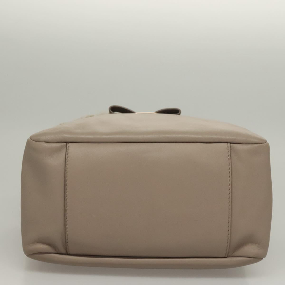 Salvatore Ferragamo Hand Bag Leather Gray Gold Auth 133404