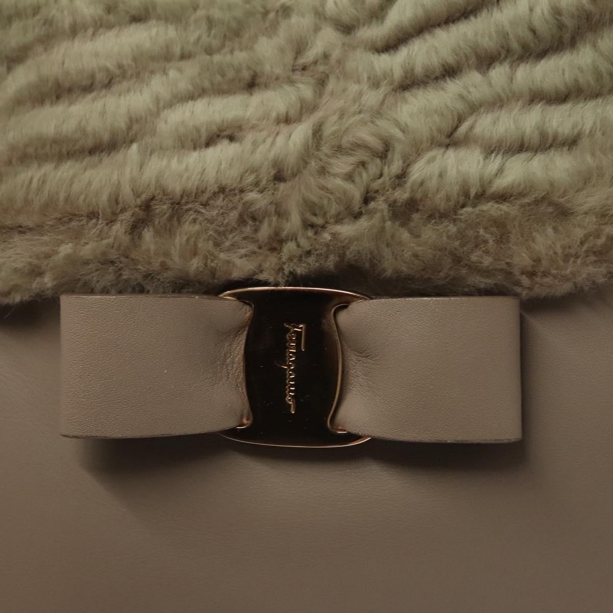 Salvatore Ferragamo Hand Bag Leather Gray Gold Auth 133404