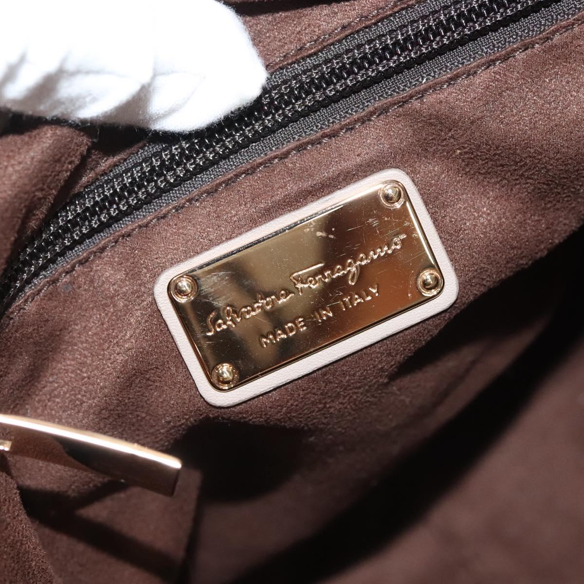 Salvatore Ferragamo Hand Bag Leather Gray Gold Auth 133404