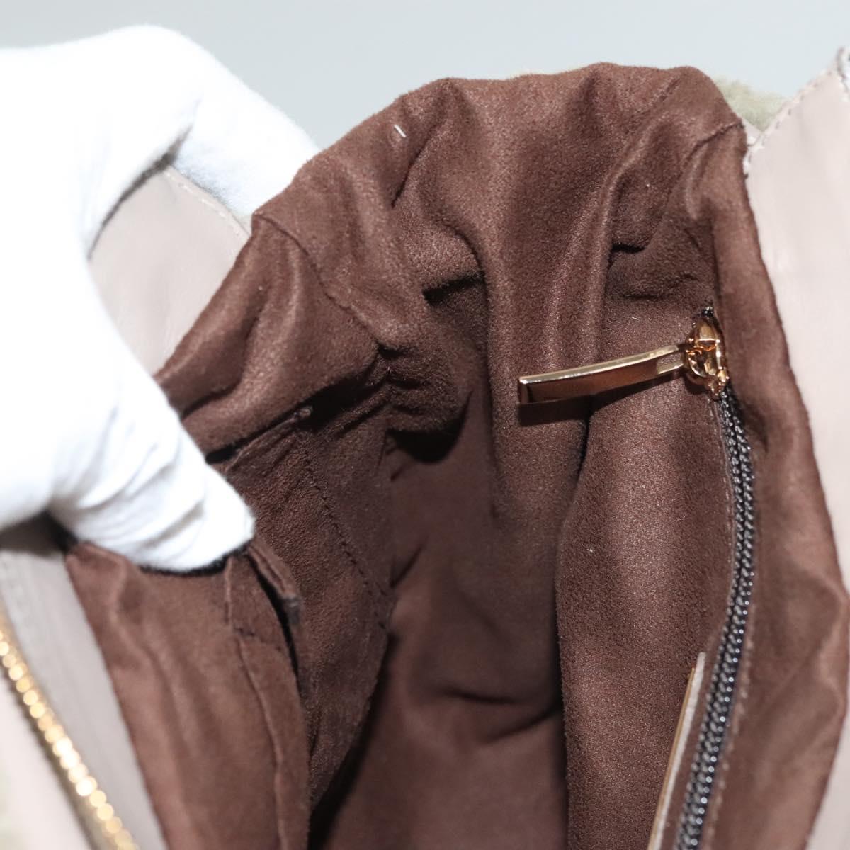 Salvatore Ferragamo Hand Bag Leather Gray Gold Auth 133404