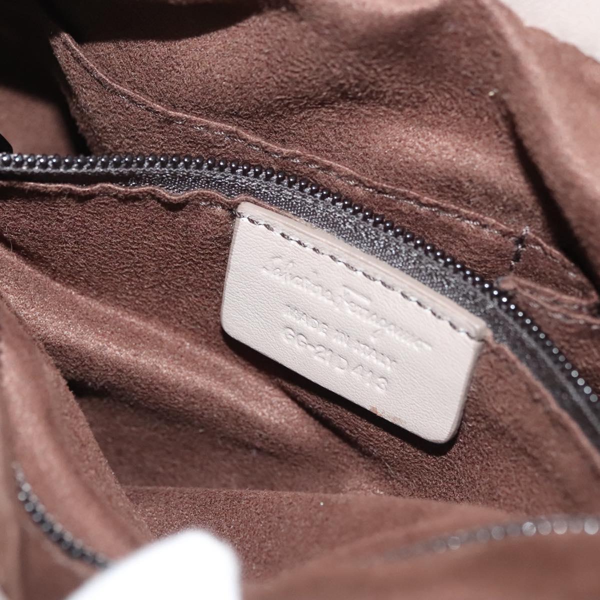 Salvatore Ferragamo Hand Bag Leather Gray Gold Auth 133404