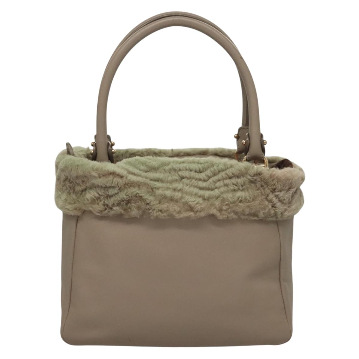 Salvatore Ferragamo Hand Bag Leather Gray Gold Auth 133404