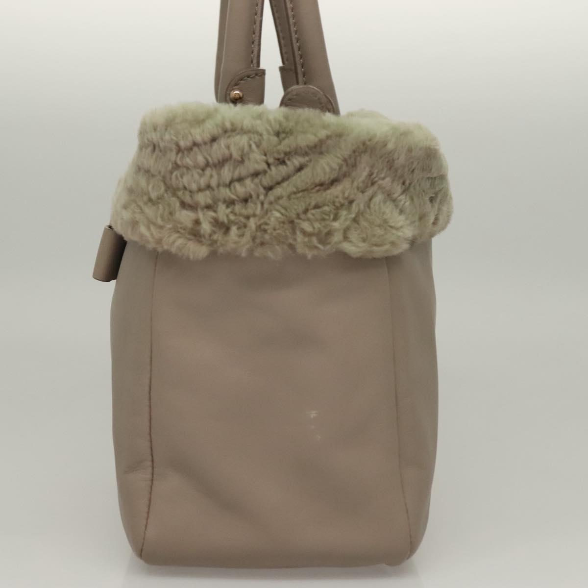 Salvatore Ferragamo Hand Bag Leather Gray Gold Auth 133404