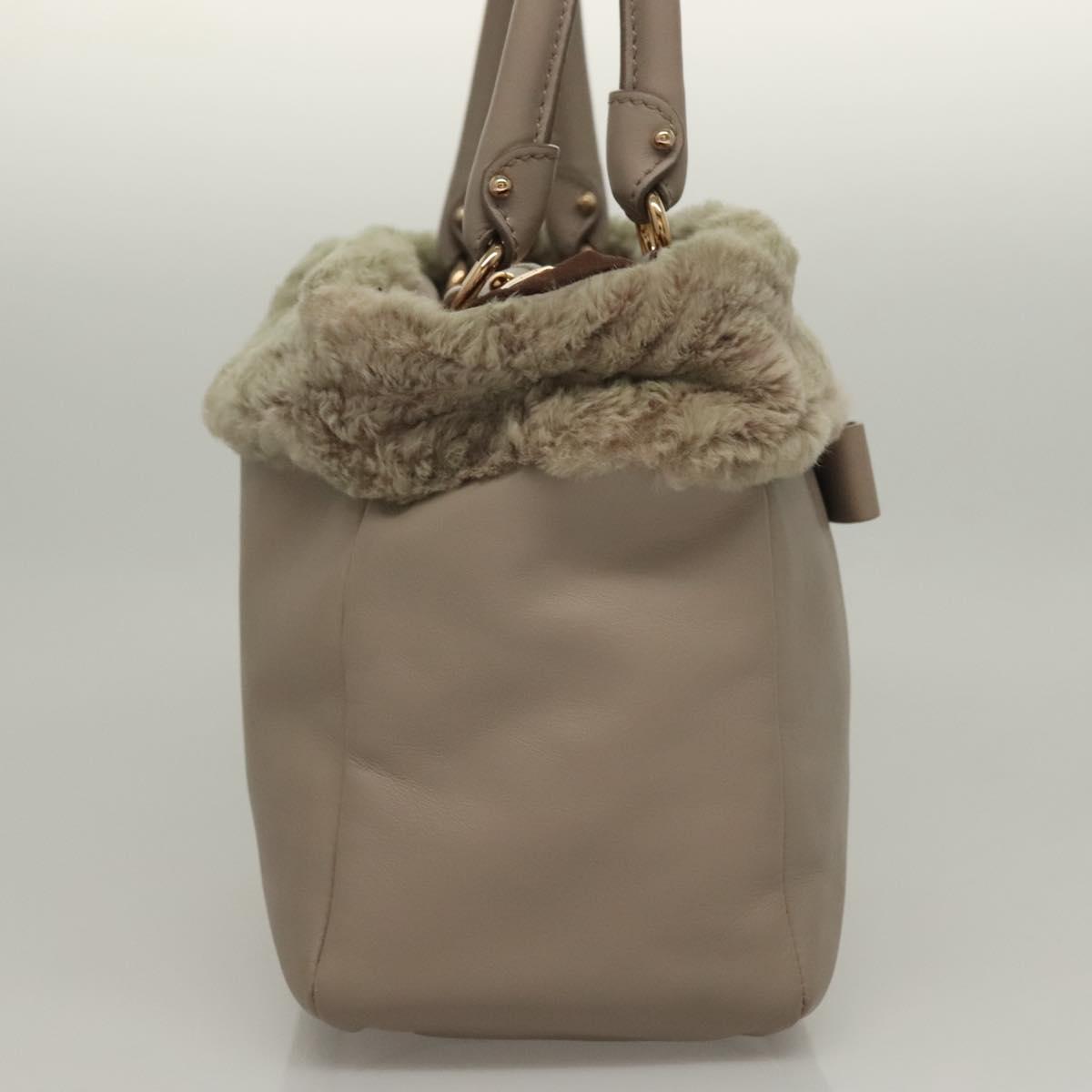 Salvatore Ferragamo Hand Bag Leather Gray Gold Auth 133404