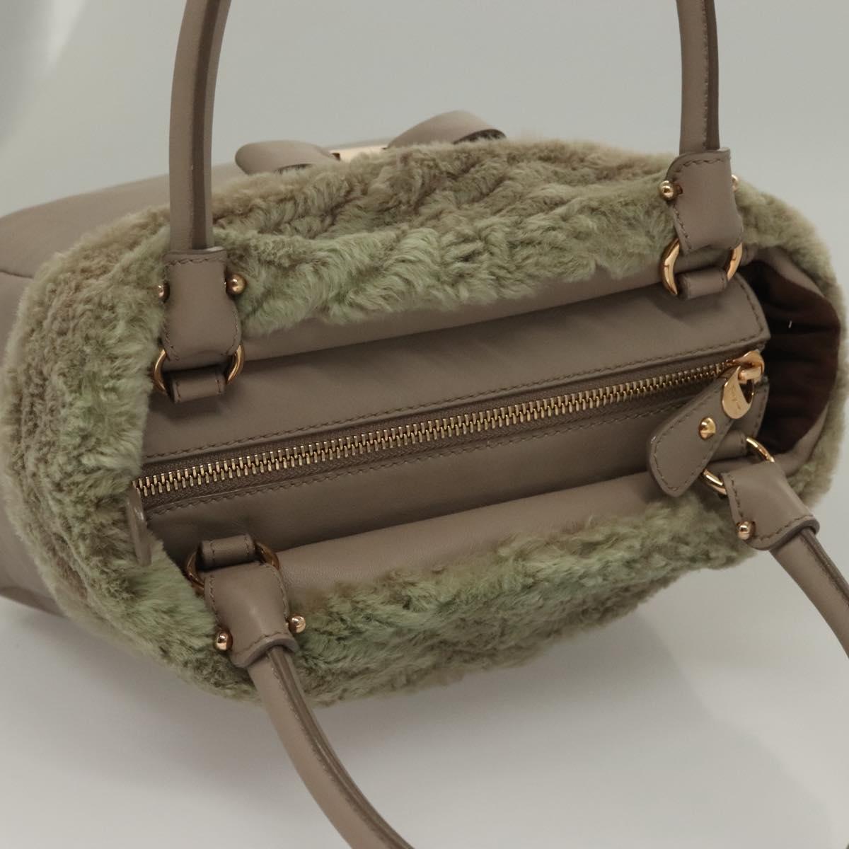 Salvatore Ferragamo Hand Bag Leather Gray Gold Auth 133404