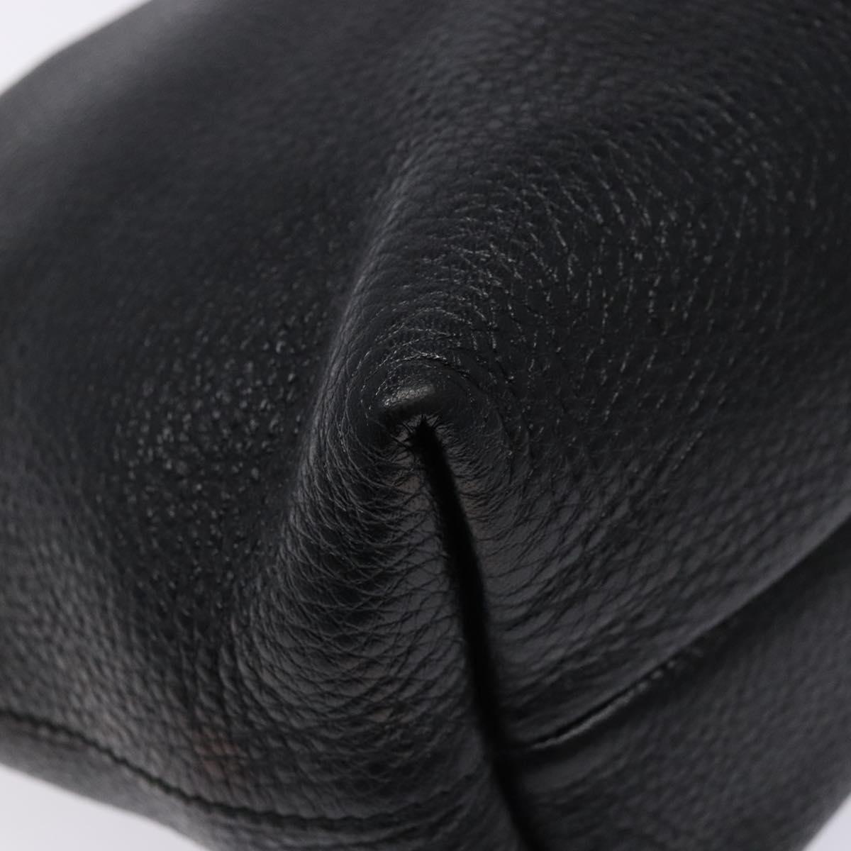 Salvatore Ferragamo Gancini Hand Bag Leather Black Silver Auth 133405
