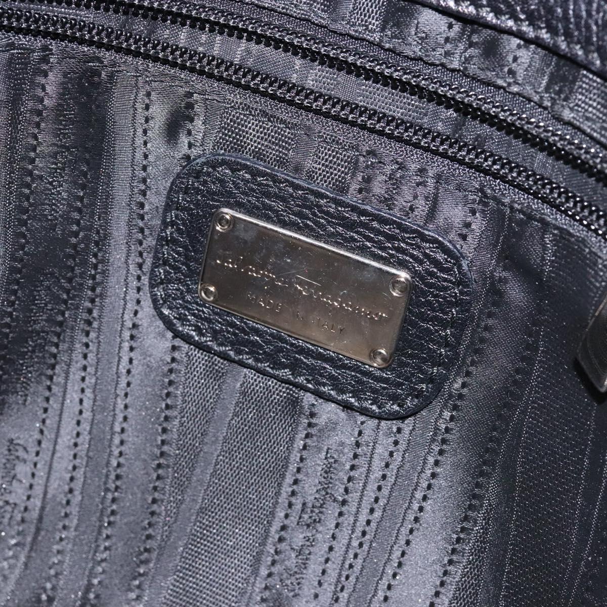 Salvatore Ferragamo Gancini Hand Bag Leather Black Silver Auth 133405