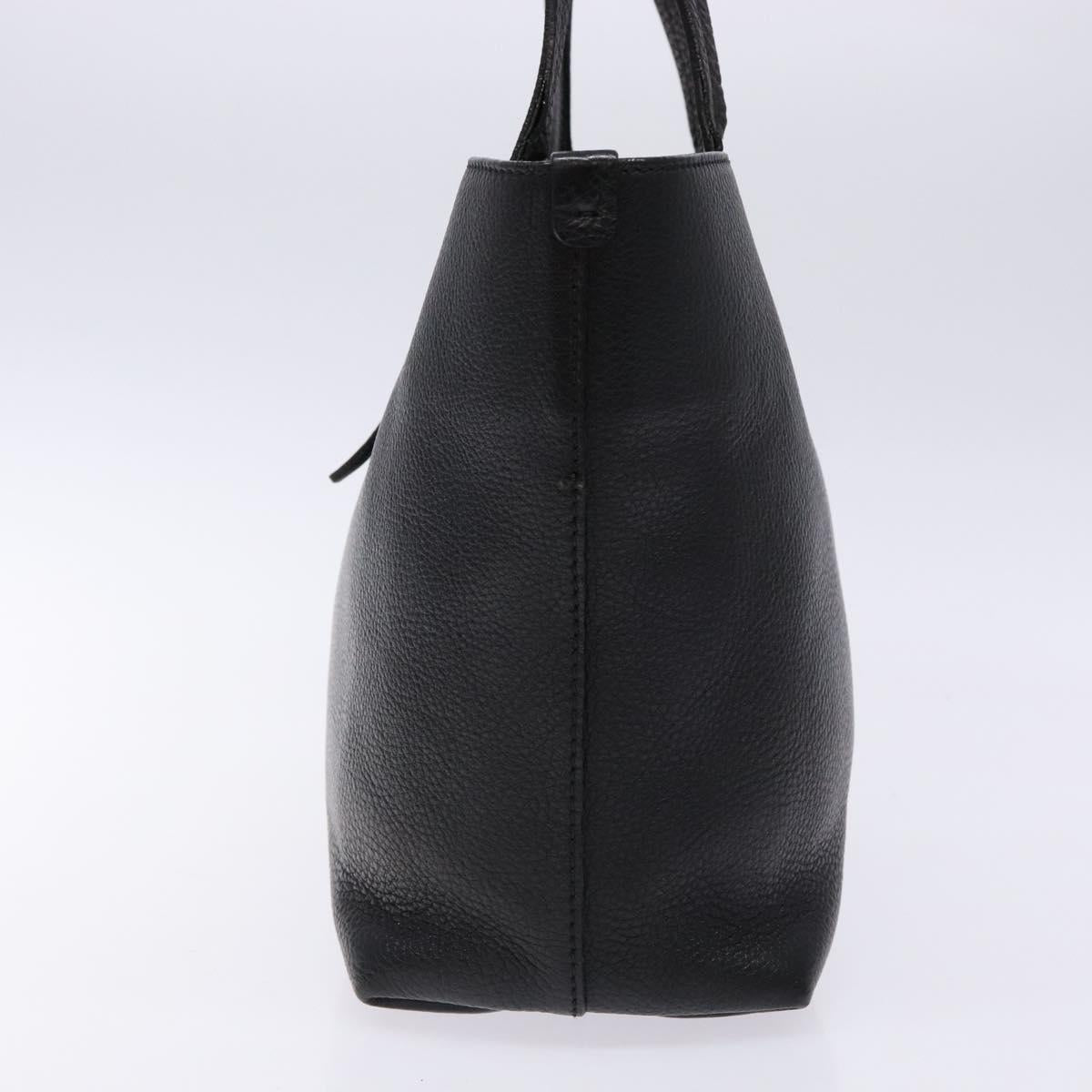 Salvatore Ferragamo Gancini Hand Bag Leather Black Silver Auth 133405