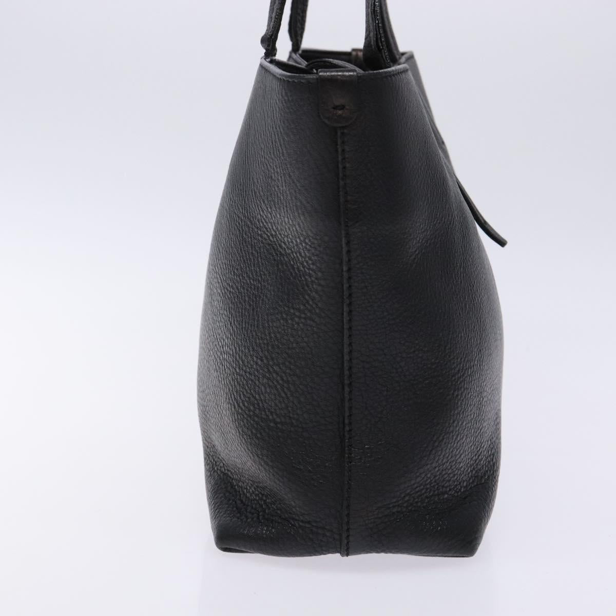 Salvatore Ferragamo Gancini Hand Bag Leather Black Silver Auth 133405