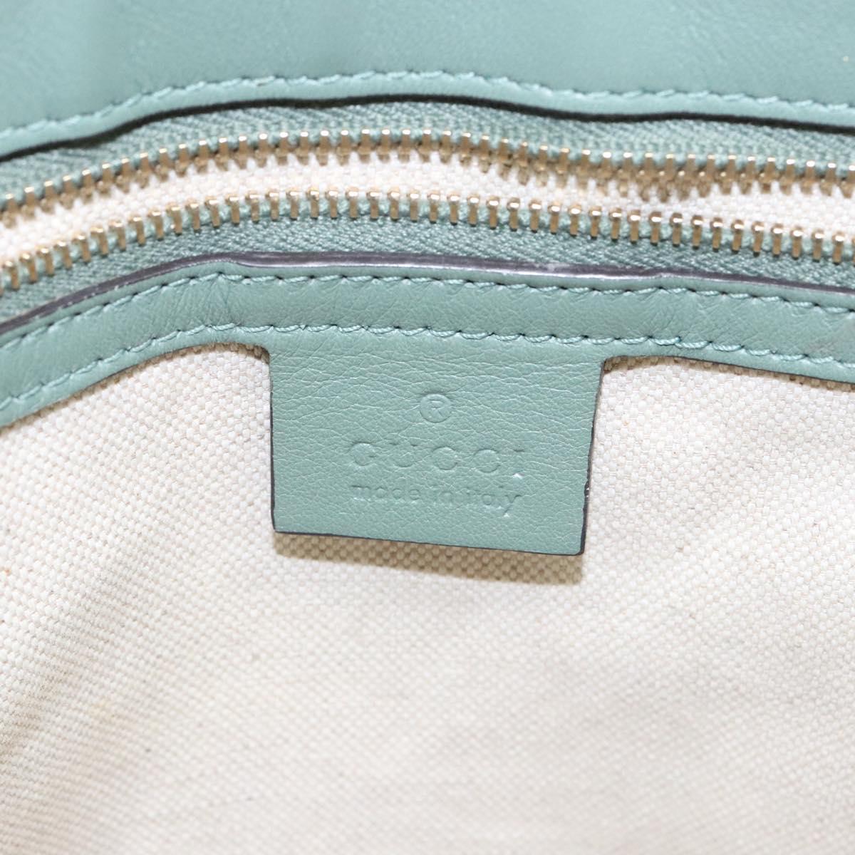 GUCCI Micro GG Canvas Tote Bag Patent leather Green Gold 336776 Auth 133418