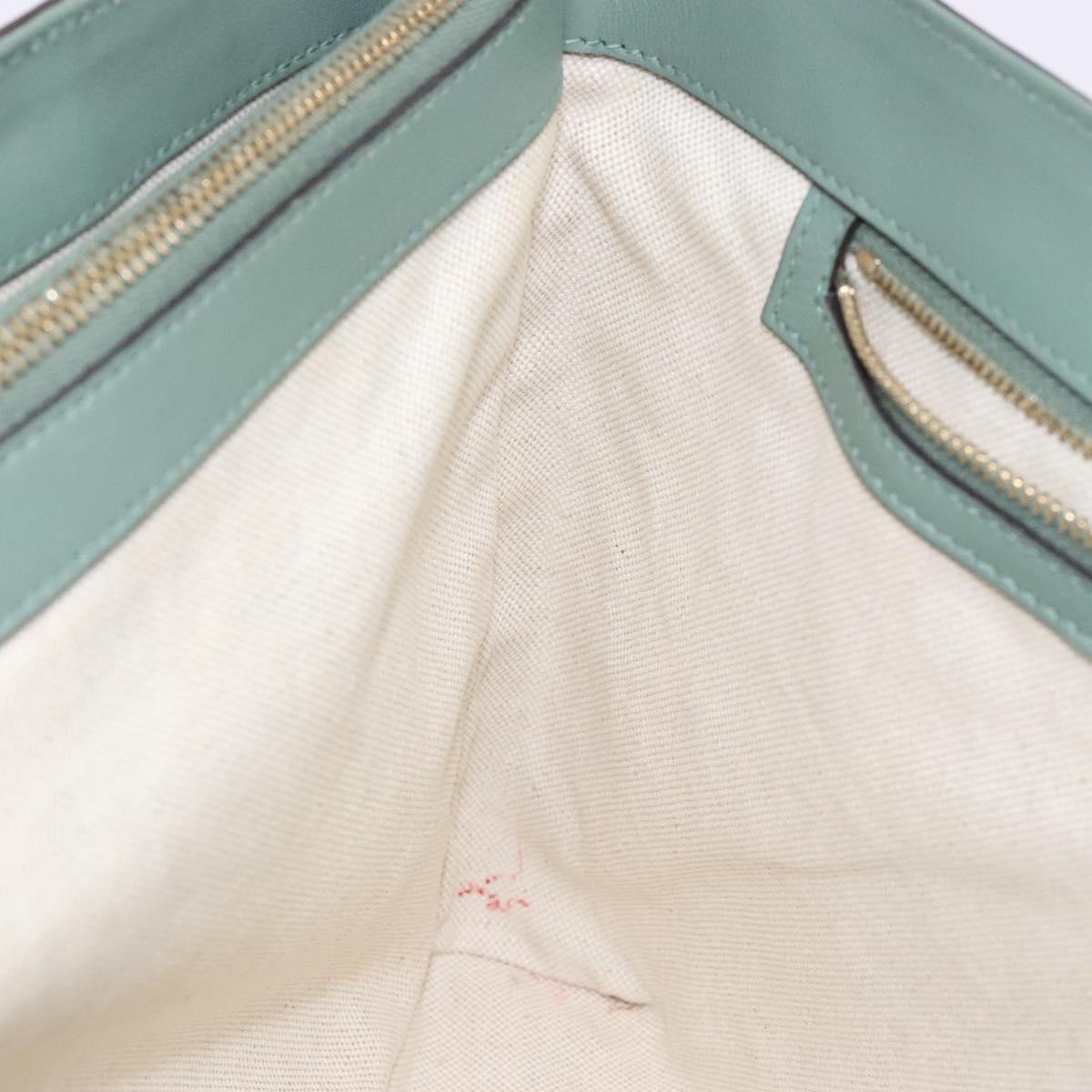 GUCCI Micro GG Canvas Tote Bag Patent leather Green Gold 336776 Auth 133418