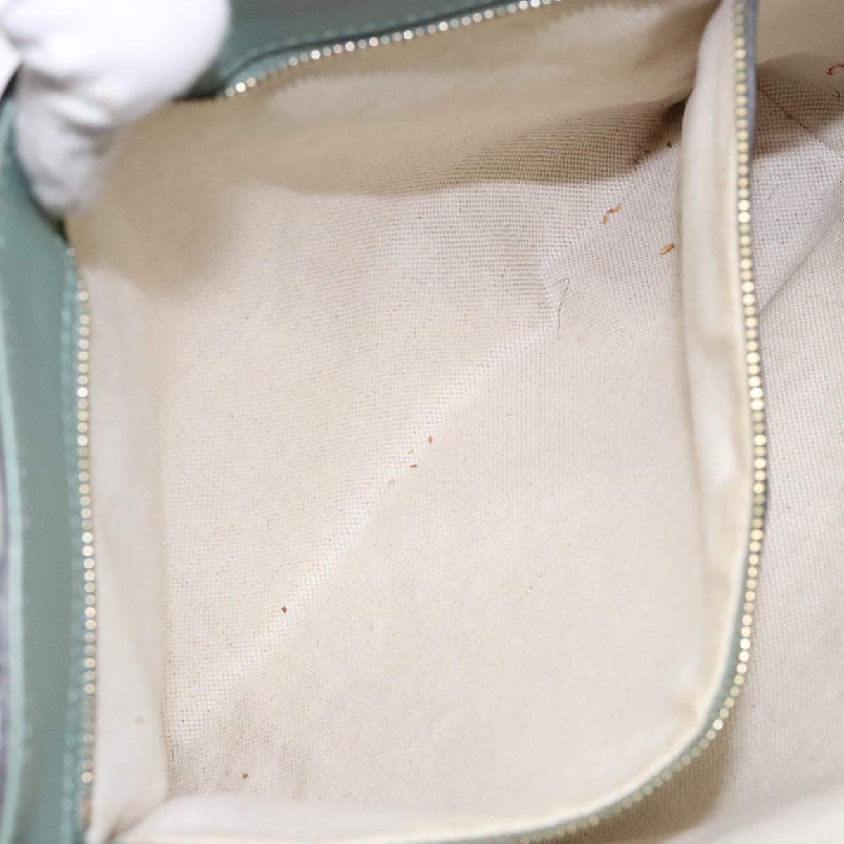 GUCCI Micro GG Canvas Tote Bag Patent leather Green Gold 336776 Auth 133418
