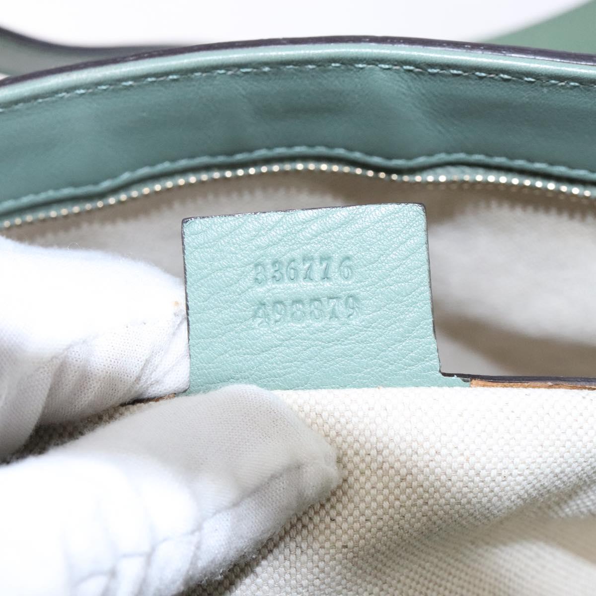 GUCCI Micro GG Canvas Tote Bag Patent leather Green Gold 336776 Auth 133418