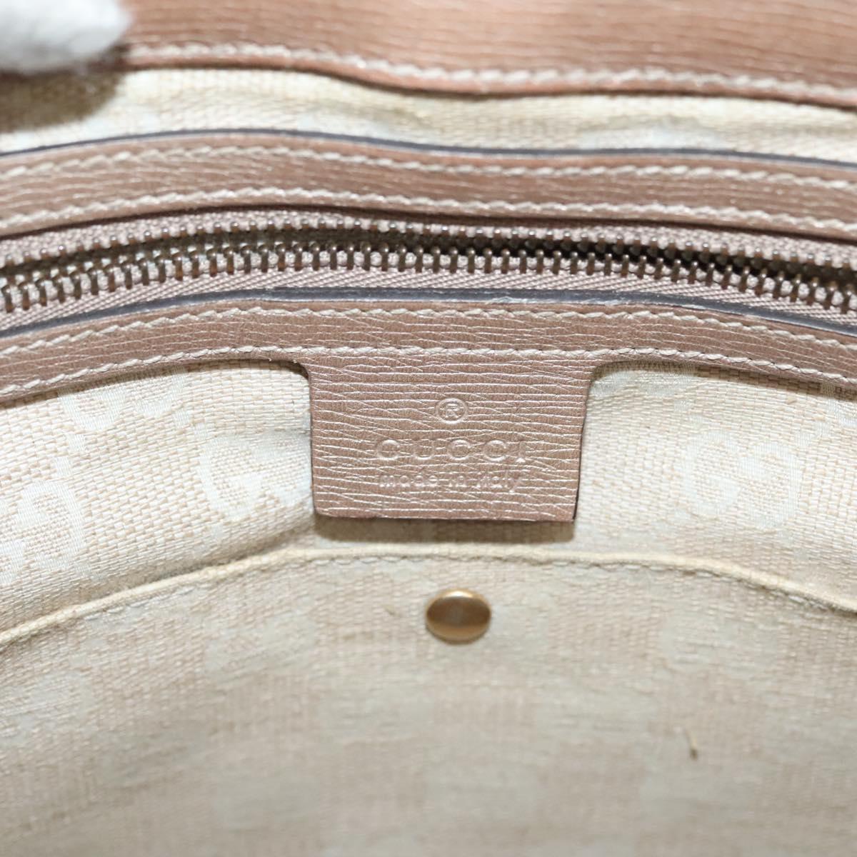 GUCCI Horsebit Hand Bag Leather 2way Gold Pink gold 319795 Auth 133420
