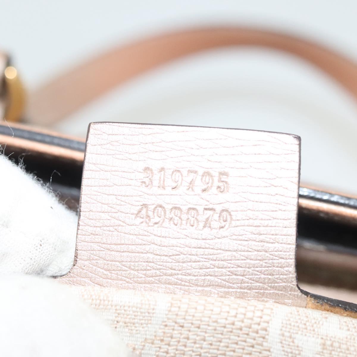 GUCCI Horsebit Hand Bag Leather 2way Gold Pink gold 319795 Auth 133420