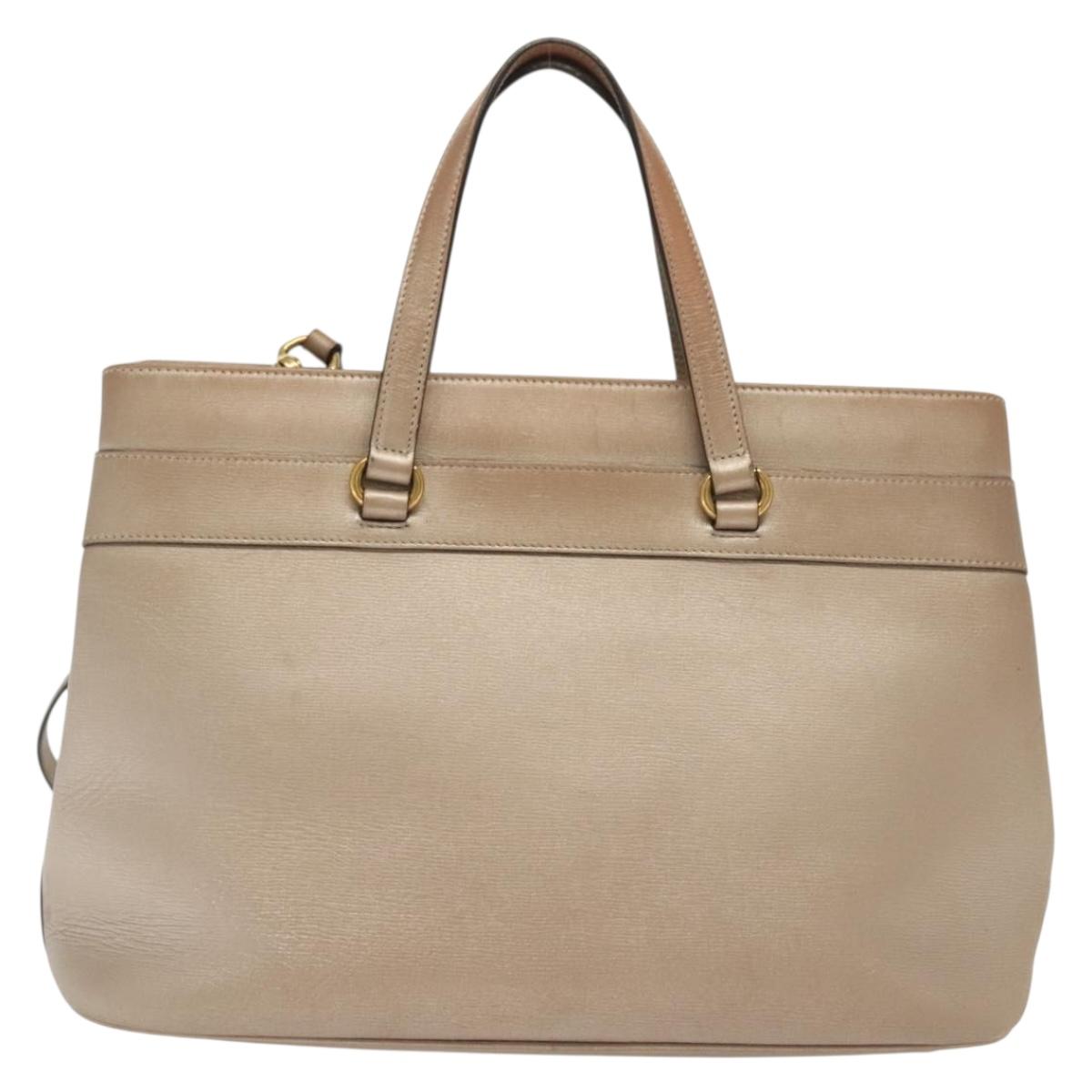 GUCCI Horsebit Hand Bag Leather 2way Gold Pink gold 319795 Auth 133420