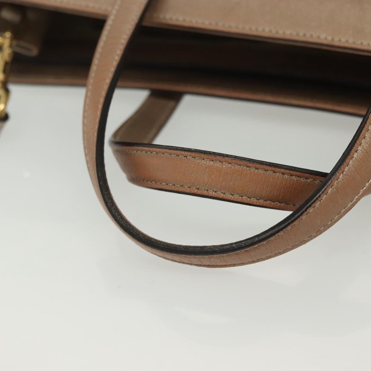 GUCCI Horsebit Hand Bag Leather 2way Gold Pink gold 319795 Auth 133420